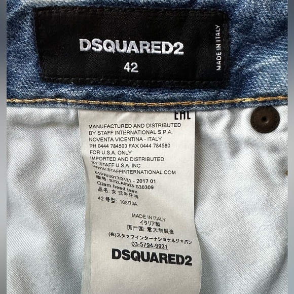 Dsquared2 “Glam Head” Blue Tie Dye Cropped Distressed Jeans Size 42 Or US 6 NWT - Picture 16 of 16